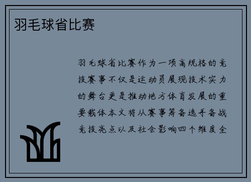 羽毛球省比赛